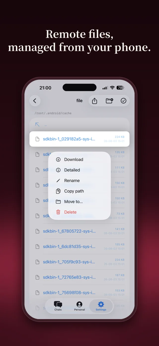 Remote files, managed from your phone