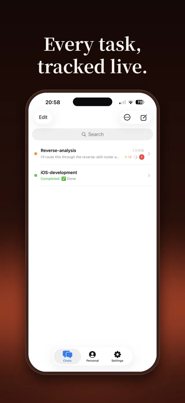 Every task, tracked live