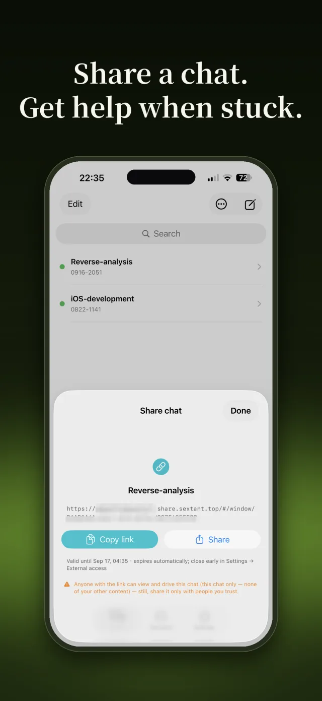 Share a chat. Get help when stuck